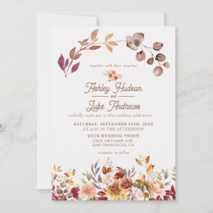 Convites Queda Floral no Amor Casamento Botânico Boho Queda