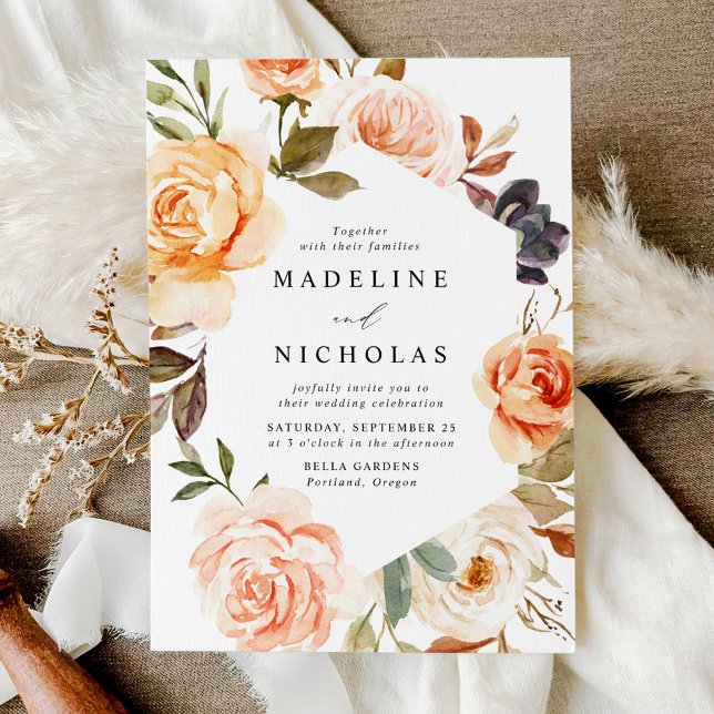 Convites Queda Floral Russo por Aquarela (Criador carregado)