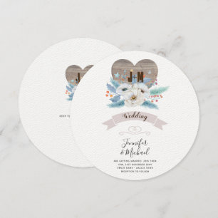 Convites Queda Floral Rústica Do Monograma Do Coração Da Ma