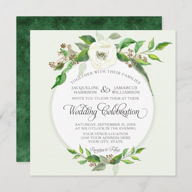 Convites Queda Floresta Inverna Madeira Boêmia BOHO Aquarel (Frente/Verso)