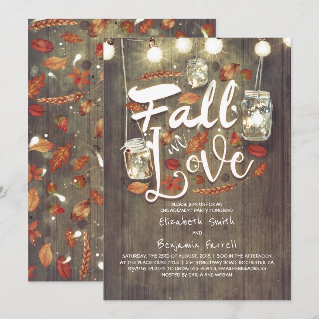 Convites Queda na Festa de noivado russa do amor (Frente/Verso)