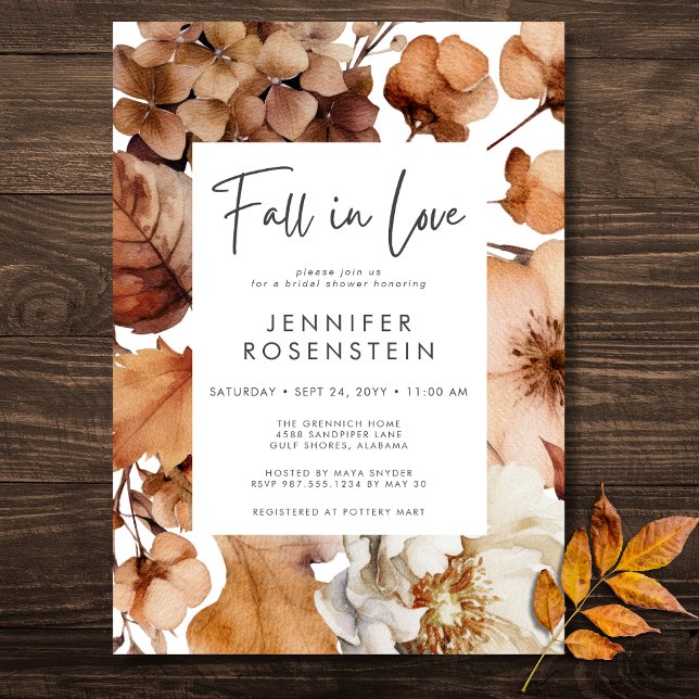 Convites Queda Neutra Moderna Em Chá de panela De Amor (Modern Fall Neutral Fall In Love Bridal Shower Invitation)