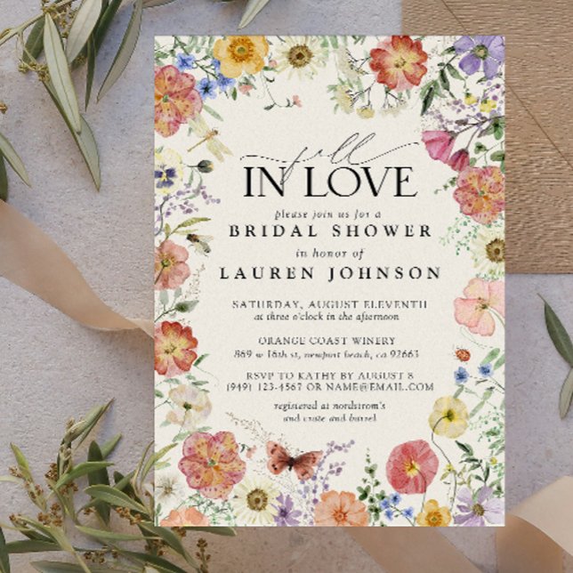 Convites Queda no Amor Chá de panela de Moldura Floral de F (Easily personalize this fall bridal shower invite for a very special wedding shower!)