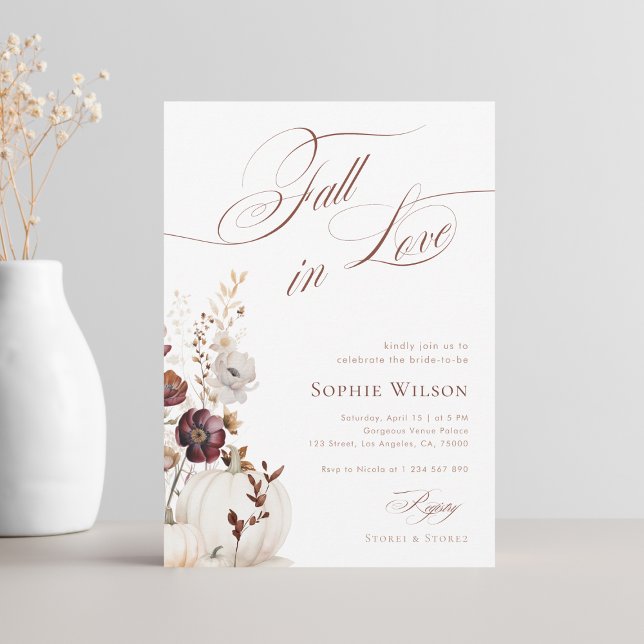 Convites Queda no Amor Chá de panela Pumpkin Flores (Criador carregado)