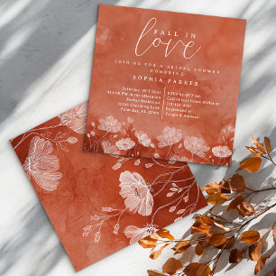 Convites Queda no Chá de panela de amor Terracotta Floral