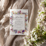 Convites Queda no Chá de panela Floral Primavera<br><div class="desc">Convite à apresentação de quadro de primavera e chá de panela de caligrafia colorida e elegante,  com texto "apaixonado".</div>