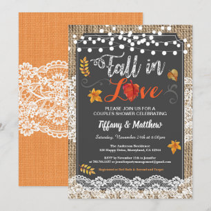 Convites Queda no quadro rústico do chá dos casais do amo