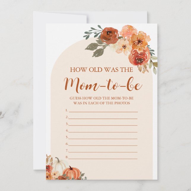 Convites Queda Pequeno Pumpkin Quão Velho Era O Jogo Da Mãe (Frente)