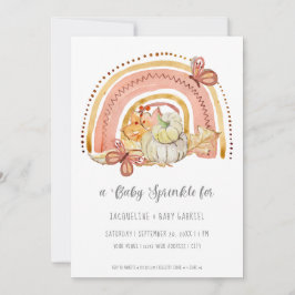 Convites Queda Pumpkin Foliage Arco-Íris Mostarda Pêssego B