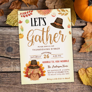 Convites Queda Pumpkin Gobble Janto de Ação de Graças Turqu