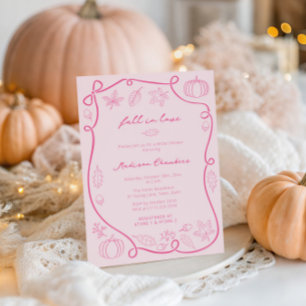 Convites Queda Rosa Quente Desenhada À Mão Em Chá de panela