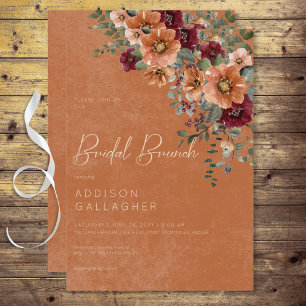 Convites Queda Rustic Rust & Wine Floral Bridal Brunt