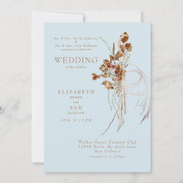 Convites Queda Wispy Boho Sky Azul Ambos os Pais