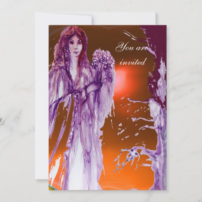Convites QUEEN GUINEVERE Purple Orange Fantasy (Frente)