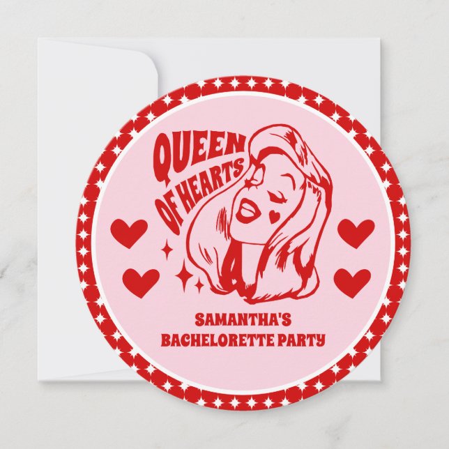 Convites Queen of Hearts Bachelorette Party Invitation (Frente)