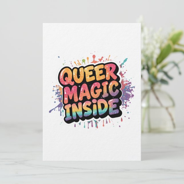 Convites Queer Magic Inside  LGBTQ Pride Quote Design (Em pé/Frente)