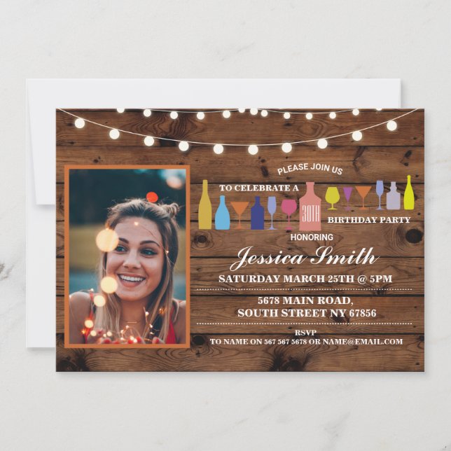 Convites Queijo Anos Qualquer Festa de aniversário De Bar D (Frente)