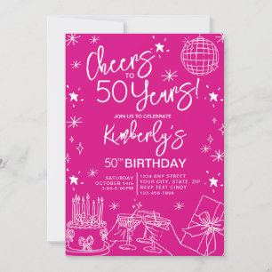 Convites Queijo branco rosa aplaude 50 anos de aniversário