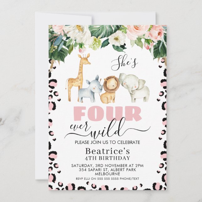 Convites Queijo cor-de-rosa Impressão quatro vezes selvagem (Frente)