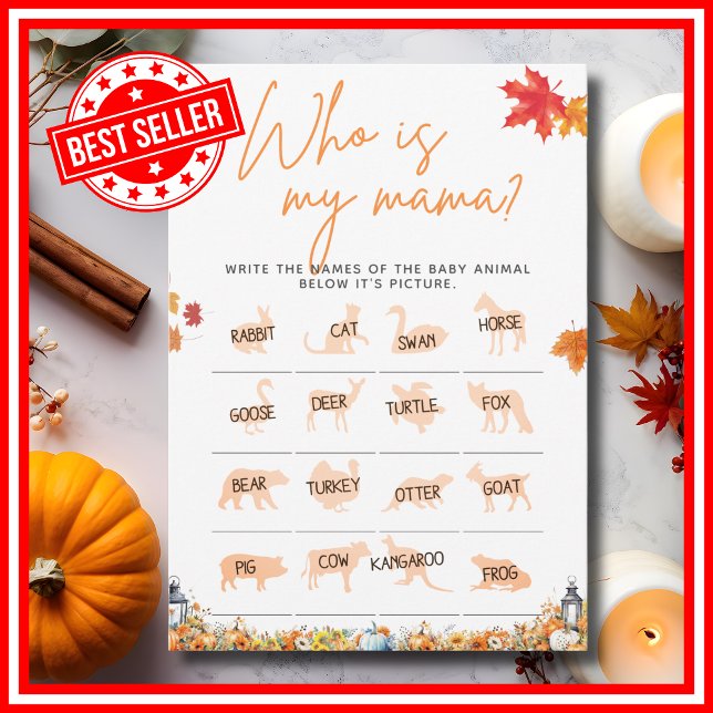 Convites QUEM É MEU Chá de fraldas MÃE? (WHO IS MY MOMMY Easy Baby Shower Game A Little Pumpkin is on the Way Theme)