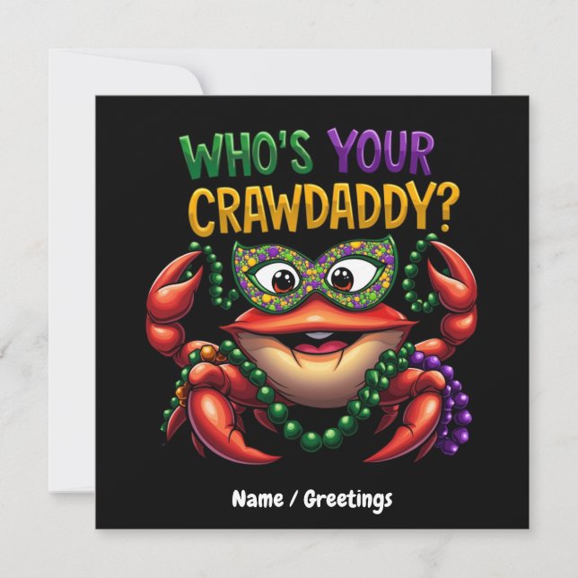 Convites Quem é o seu Crawaddy Crawfish Engraçado Mardi Gra (Frente)