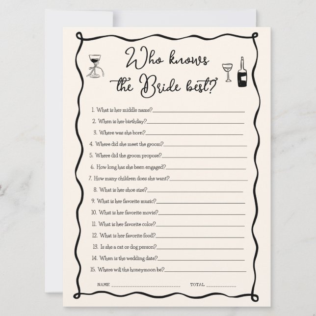 Convites Quem sabe mais do melhor jogo para a noiva (Frente)