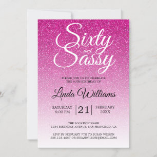 Convites Quente-Rosa, Brilho 60 e Sassy 60º aniversário