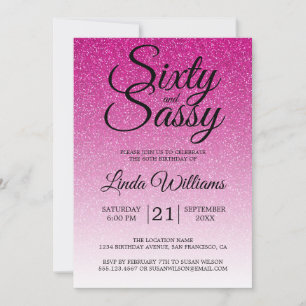 Convites Quente-Rosa, Brilho 60 e Sassy 60º aniversário