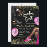 Convites Quente rosa e Dourada Bola de Sneaker Doce 16<br><div class="desc">Quente rosa e Dourada bola de tênis Doce 16 Convite de Aniversário</div>