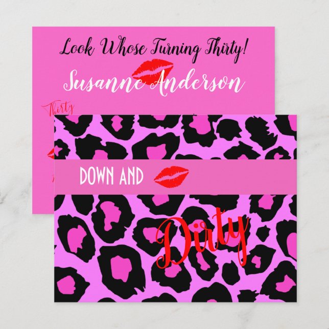 Convites Quente Rosa Sujo 30 Virando 30 Décimo Aniversário (Frente/Verso)