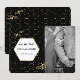 Convites Querida Bee Black Dourada Foto personalizada para 