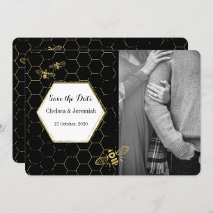 Convites Querida Bee Black Dourada Foto personalizada para