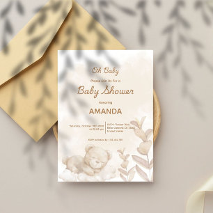 Convites Querida! Chá de fraldas neutro do urso de dormir