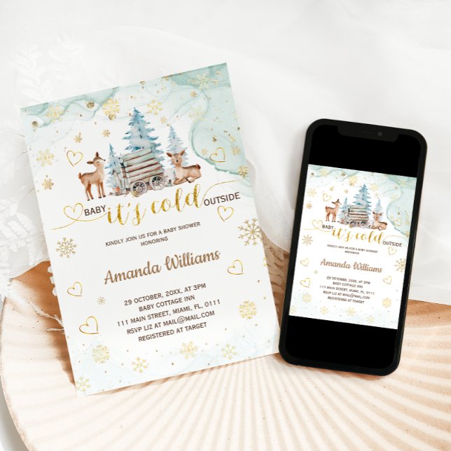 Convites Querida, é fria fora do Chá de fraldas de aquarela (Criador carregado)