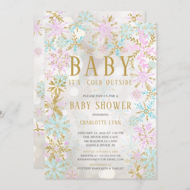 Convites Querida, é frio fora de moça ou Chá de fraldas (Frente/Verso)