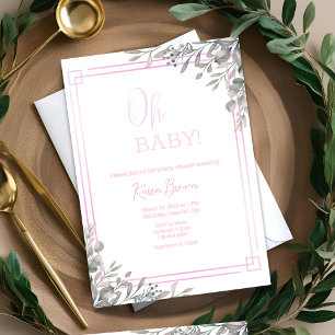 Convites Querida Elegante Greenery e Chá de fraldas Rosa