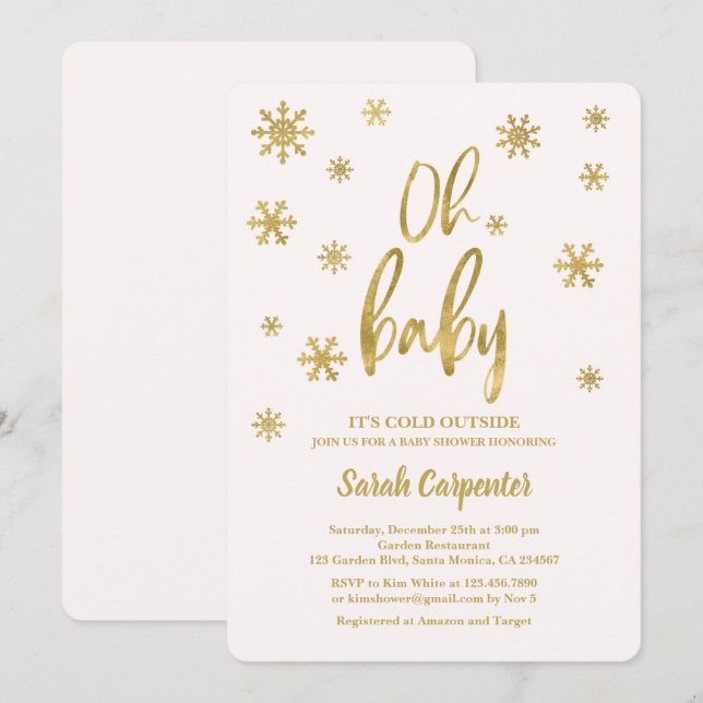 Convites Querida, está frio fora do Chá de fraldas (Frente/Verso)