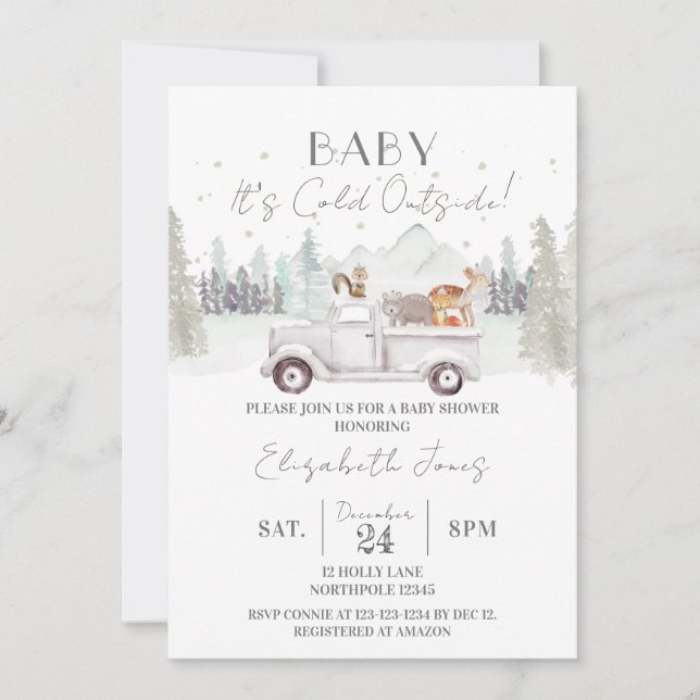 Convites Querida, está frio lá fora, Chá de fraldas de inve (Frente)