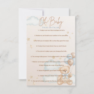 Convites Querida, Jogo de Trivia Chá de fraldas, Verdadeiro