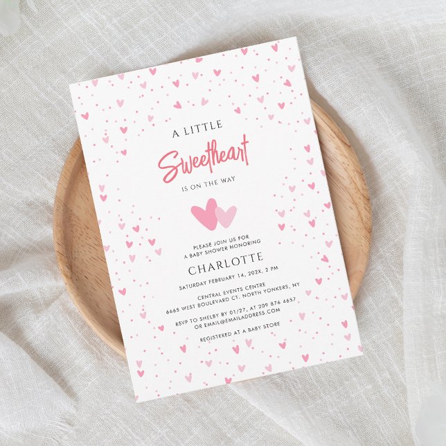 Convites Querida no Chá de fraldas Way Girl (Sweetheart on the Way Girl Baby Shower Invitation)