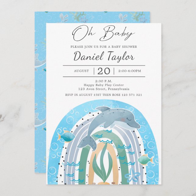 Convites Querida Watercolor Chá de fraldas (Frente/Verso)