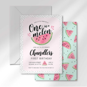 Convites Querido(a) Um em um Melão Aquarela 1º Aniversário