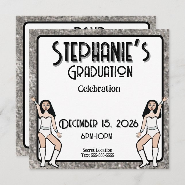 Convites Querido Branco Prata Dançarino: #2 (Frente/Verso)