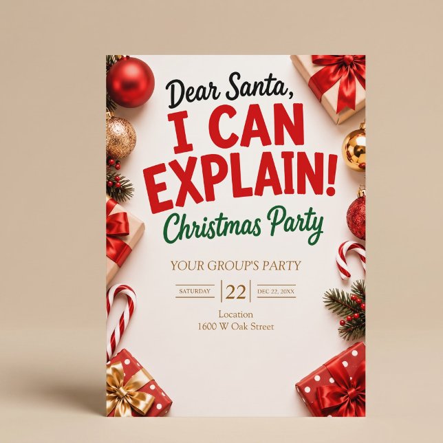 Convites Querido Papai Noel, Posso Explicar Festa de Natal (Criador carregado)