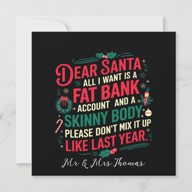 Convites Querido Papai Noel Tudo o que Quero É Conta Bancár (Frente)