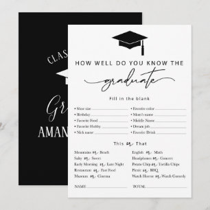 Convites Questionário personalizado sobre o jogo de gradua