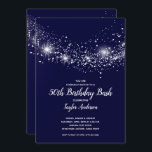 Convites Quic 50th Birthday Stars Marinho Blue<br><div class="desc">Elegantes estrelas cintilantes prateadas se espalham por um fundo profundo do céu azul à meia-noite,  estas convites de aniversário são perfeitas para qualquer comemoração etária ou mudam a redação para sua ocasião especial. CORRESPONDENDO a itens na nossa loja.</div>