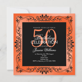 Convites Quic Coral Decorative enquadrado no 50º aniversári