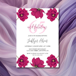 Convites Quic Dark Pink Cosmos Floral Botânico Aniversário