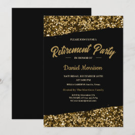 Convites Quic Dourado Glitter Sparkles Retirement Party 202